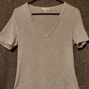 James Perse Grey Short Sleeve Blouse Top